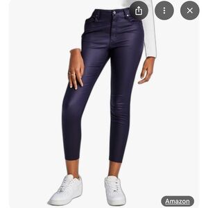 High rise coated denim pant